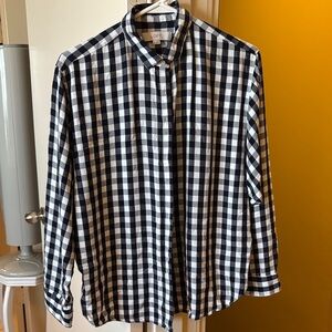 Loft Checkered Black and White Shirt Size Small